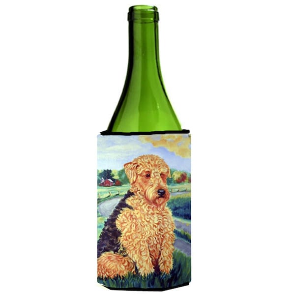 Carolines Treasures Airedale Terrier Wine bottle sleeve Hugger - 24 oz. - 7096LITERK