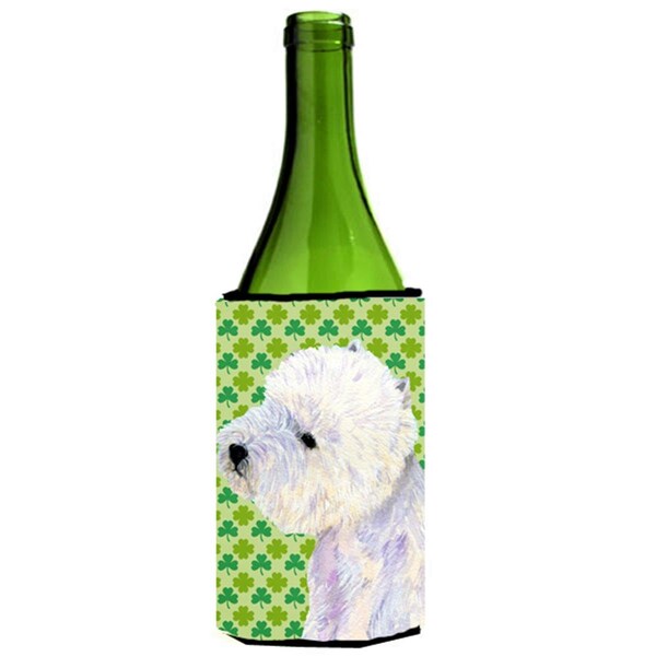 Carolines Treasures Westie St. Patricks Day Shamrock Portrait Wine bottle sleeve Hugger - LH9180LITERK