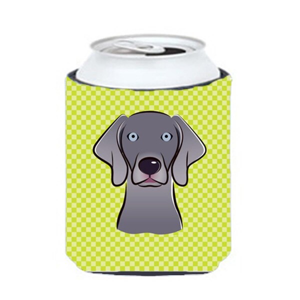 Carolines Treasures Checkerboard Lime Green Weimaraner Can Or Bottle Hugger- 12 Oz. - BB1293CC