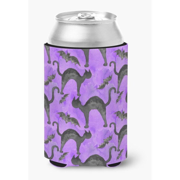 Carolines Treasures Watecolor Halloween Black Cats on Purple Can or Bottle Hugger - BB7528CC