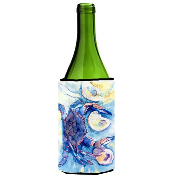 Carolines Treasures Crab And Oyster Wine bottle sleeve Hugger - 24 Oz. - 8042LITERK