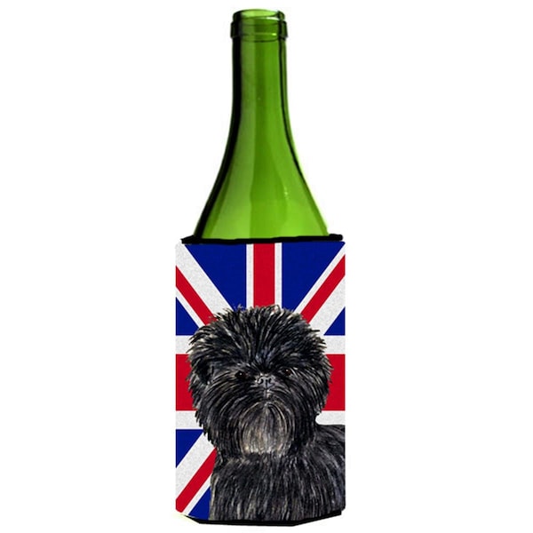 Carolines Treasures Affenpinscher With English Union Jack British Flag Wine bottle sleeve Hugger - 24 Oz. - SS4953LITERK
