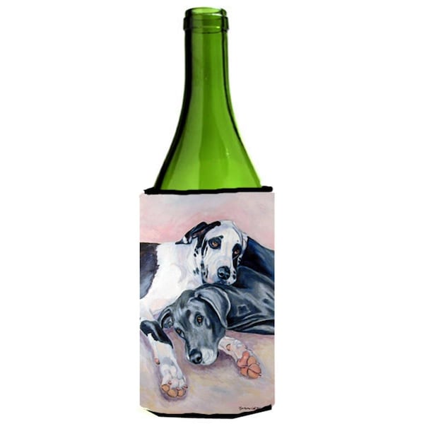 Carolines Treasures Black And Harlequin Great Dane Wine bottle sleeve Hugger - 24 oz. - 7164LITERK