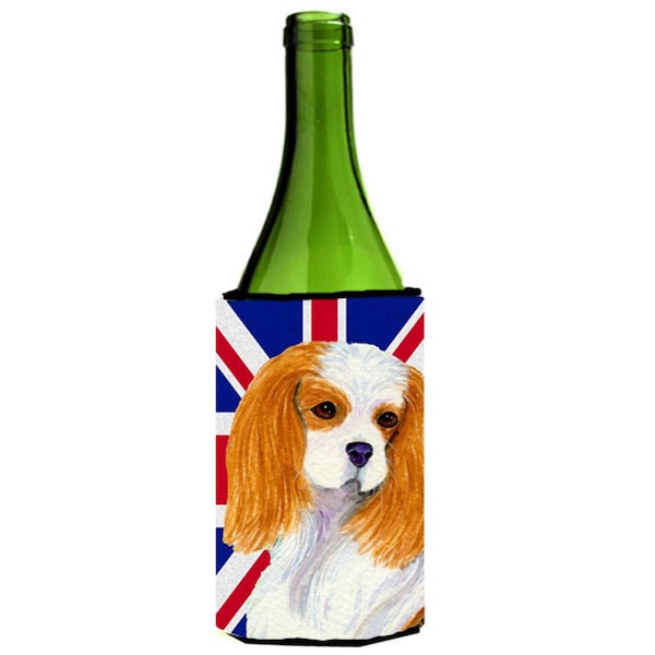 Carolines Treasures Cavalier Spaniel With English Union Jack British Flag Wine bottle sleeve Hugger - 24 Oz. - SS4969LITERK