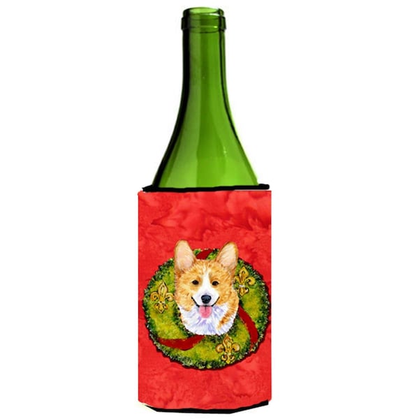 Carolines Treasures Corgi Christmas Wreath Wine bottle sleeve Hugger - 24 oz. - SS4176LITERK