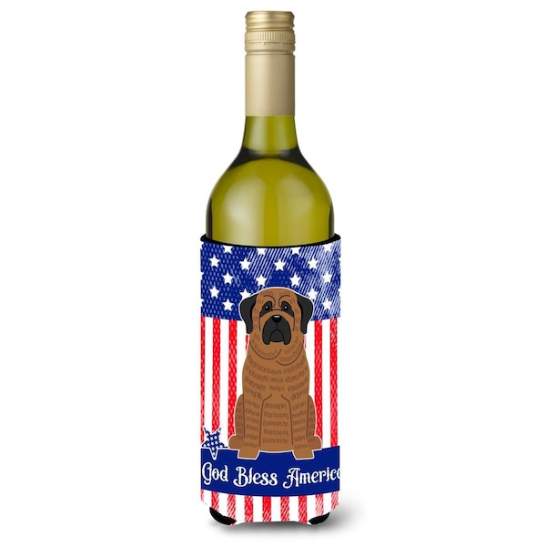 Carolines Treasures Patriotic USA Mastiff Brindle Wine Bottle Beverge Insulator Hugger - BB3010LITERK