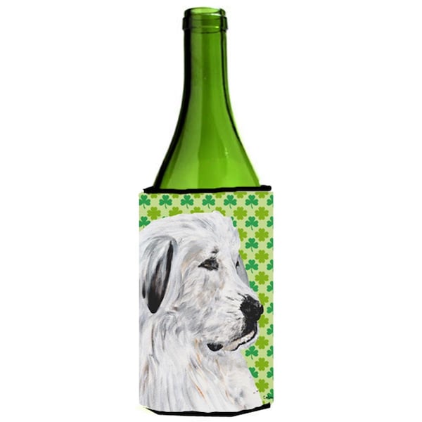 Carolines Treasures Great Pyrenees Lucky Shamrock St. Patricks Day Wine bottle sleeve Hugger  24 Oz. - SC9738LITERK