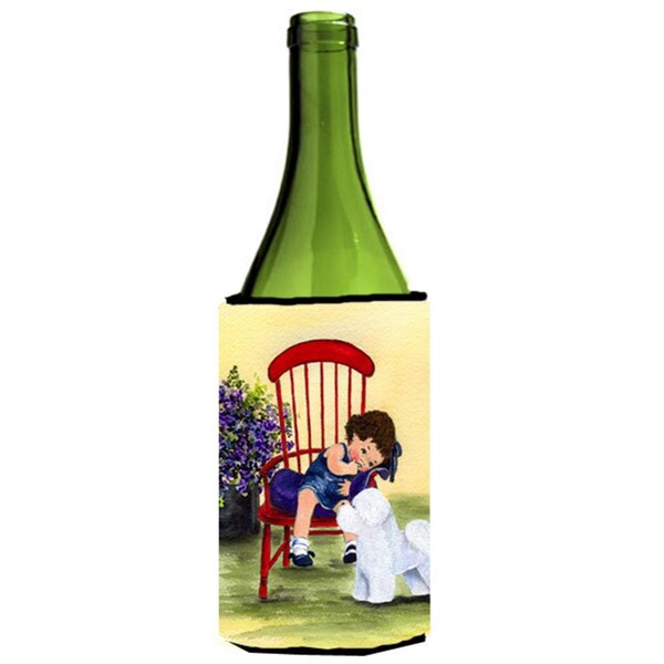 Carolines Treasures Little Girl With Her Bichon Frise Wine bottle sleeve Hugger - 24 oz. - SS8533LITERK