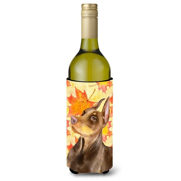 Carolines Treasures Doberman Pinscher Fall Wine Bottle Beverge Insulator Hugger - BB9970LITERK
