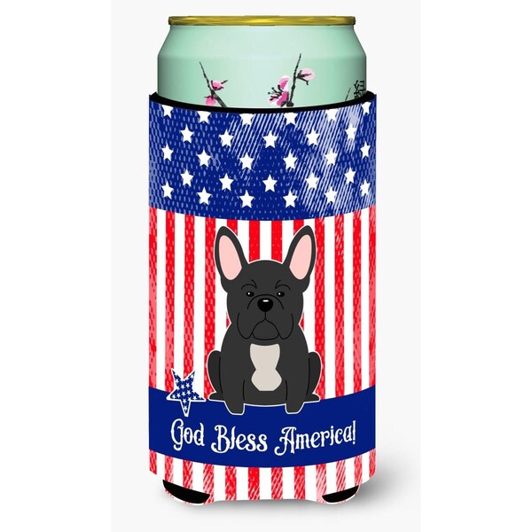 Carolines Treasures Patriotic USA French Bulldog Black Tall Boy Beverage Insulator Hugger - BB3009TBC