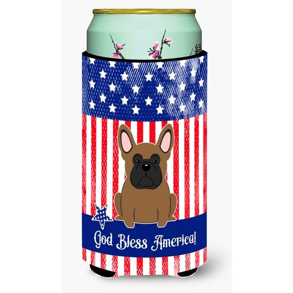 Carolines Treasures Patriotic USA French Bulldog Brown Tall Boy Beverage Insulator Hugger - BB3008TBC
