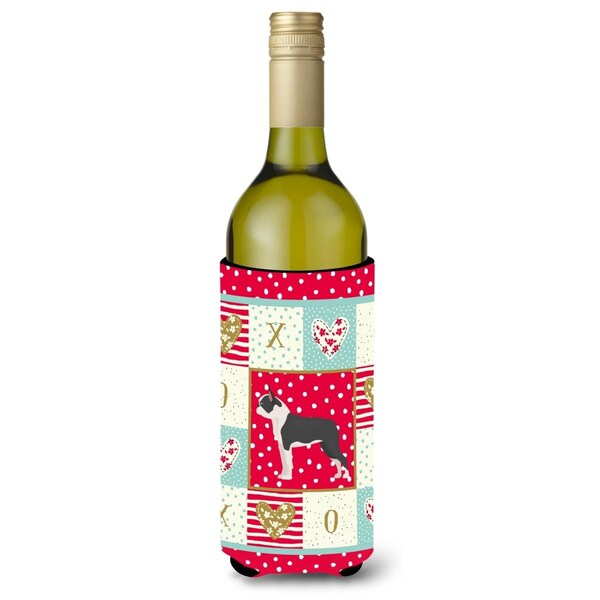 Carolines Treasures 24 oz Boston Terrier Love Wine Bottle Hugger - CK5816LITERK