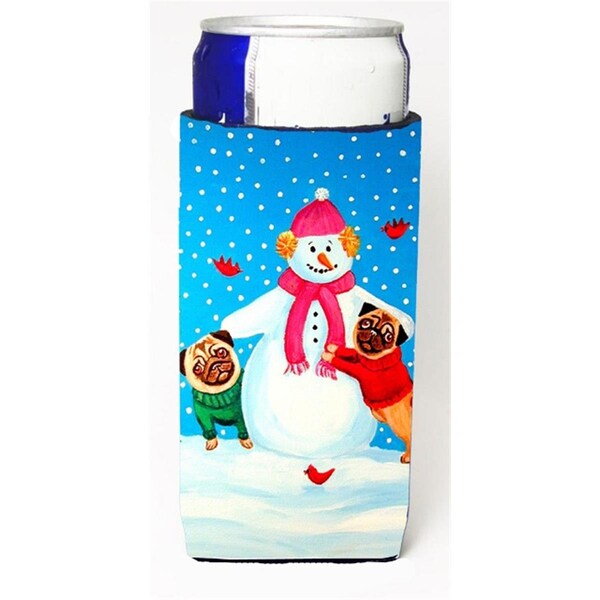 Carolines Treasures Snowman With Pug Winter Snowman Michelob Ultra bottle sleeves For Slim Cans - 12 oz. - 7115MUK