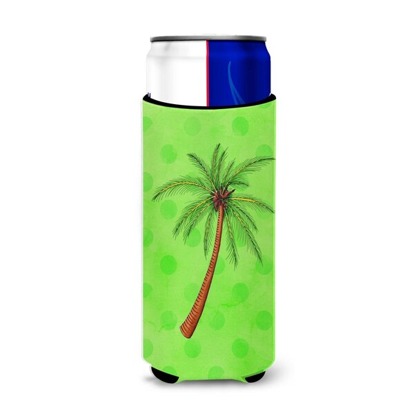 Carolines Treasures Palm Tree Green Polkadot Michelob Ultra Hugger for Slim Cans - BB8165MUK