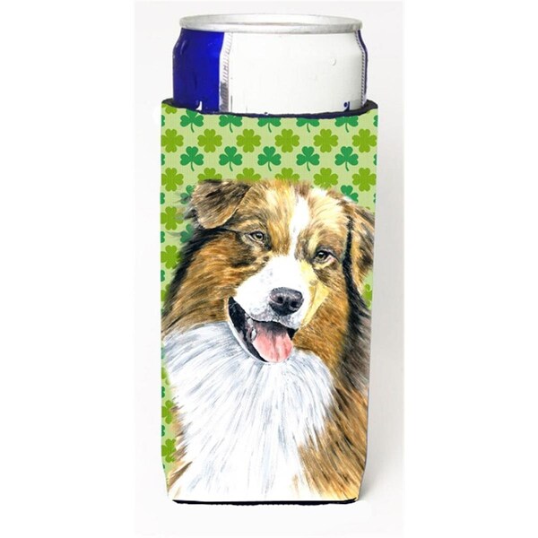 Carolines Treasures Australian Shepherd St. Patricks Day Shamrock Michelob Ultra bottle sleeves For Slim Cans - 12 oz. - SC9317MUK