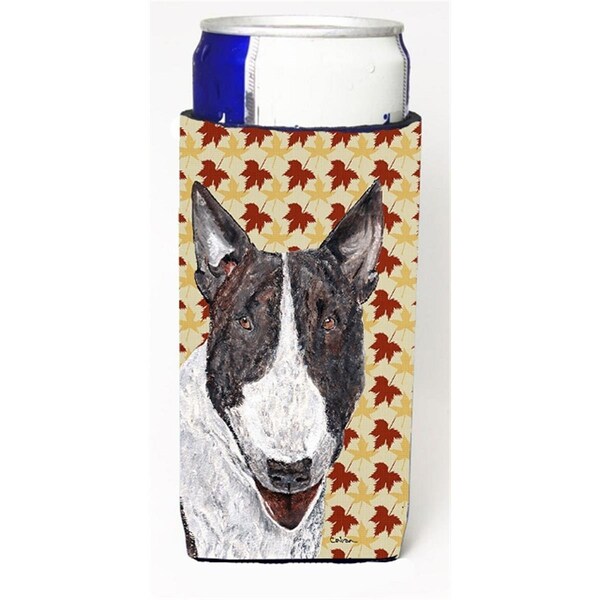 Carolines Treasures Bull Terrier Fall Leaves Michelob Ultra bottle sleeve for Slim Can - SC9547MUK