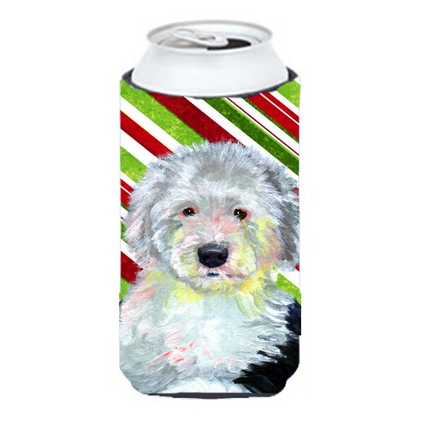 Carolines Treasures Old English Sheepdog Candy Cane Holiday Christmas Tall Boy bottle sleeve Hugger - 22 To 24 oz. - LH9261TBC