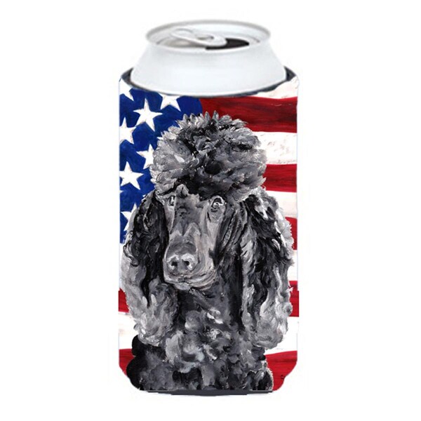 Carolines Treasures Carolines Treasures SC9626TBC Black Standard Poodle With American Flag Usa Tall Boy bottle sleeve Hugger  22 To 24 Oz. - SC9626TBC