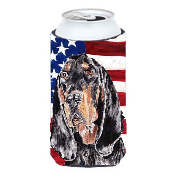 Carolines Treasures Carolines Treasures SC9511TBC Coonhound Black And Tan Usa American Flag Tall Boy bottle sleeve Hugger - 22 To 24 oz. - SC9511TBC