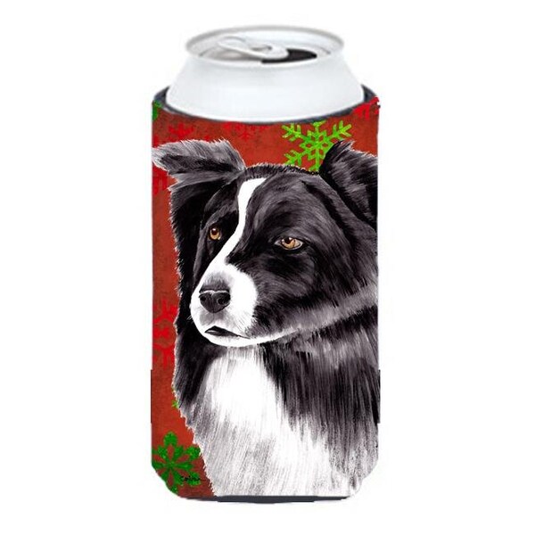 Carolines Treasures Carolines Treasures SC9407TBC Border Collie Snowflakes Holiday Christmas Tall Boy   Hugger - SC9407TBC