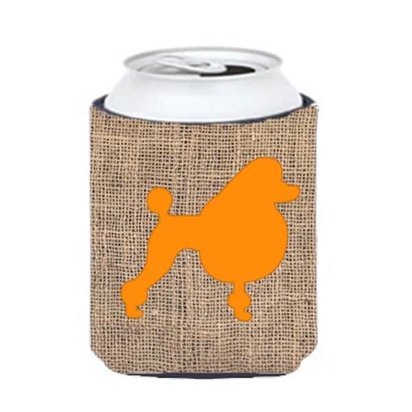 Carolines Treasures Poodle Burlap And Orange Can Or Bottle  Hugger - BB1072-BL-OR-CC