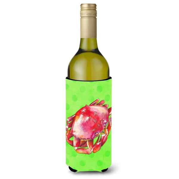 Carolines Treasures Crab Green Polkadot Wine Bottle Beverge Insulator Hugger - BB8265LITERK