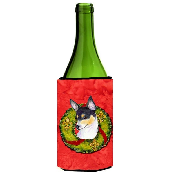 Carolines Treasures Fox Terrier Cristmas Wreath Wine bottle sleeve Hugger - SS4205LITERK
