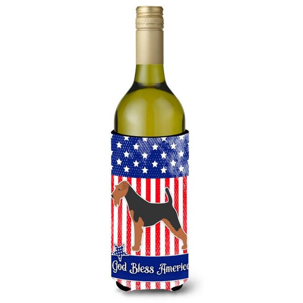 Carolines Treasures USA Patriotic Welsh Terrier Wine Bottle Beverge Insulator Hugger - BB3285LITERK