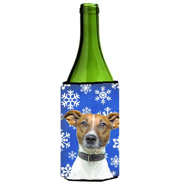 Carolines Treasures Winter Snowflakes Holiday Jack Russell Terrier Wine bottle sleeve Hugger - KJ1176LITERK