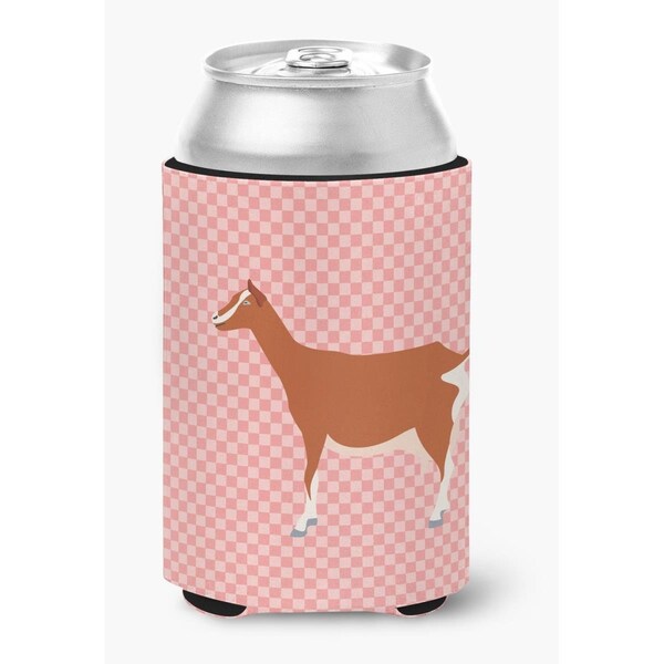 Carolines Treasures Toggenburger Goat Pink Check Can or Bottle Hugger - BB7881CC