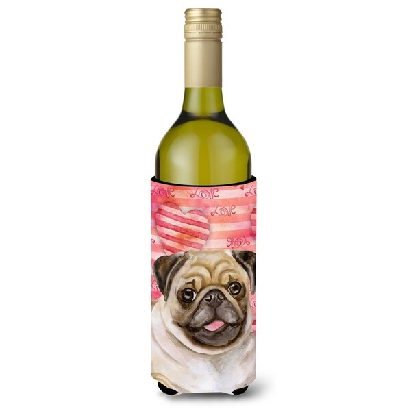Carolines Treasures Fawn Pug Love Wine Bottle Beverge Insulator Hugger - BB9805LITERK