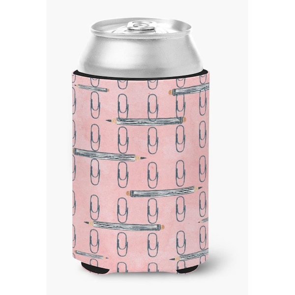 Carolines Treasures Watercolor Organized Paper Clips Pink Can or Bottle Hugger - BB7539CC