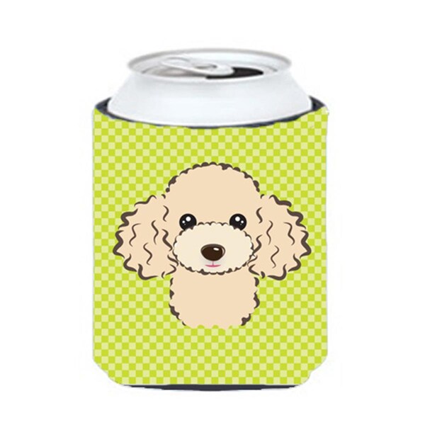 Carolines Treasures Checkerboard Lime Green Buff Poodle Can Or Bottle Hugger- 12 Oz. - BB1320CC