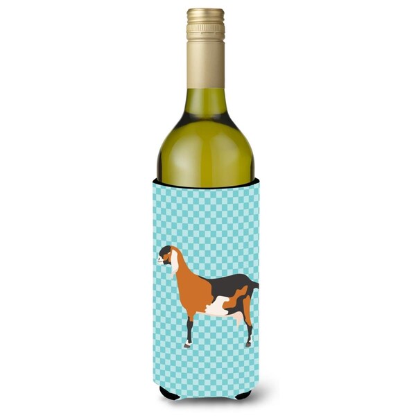 Carolines Treasures Anglo-nubian Nubian Goat Blue Check Wine Bottle Beverge Insulator Hugger - BB8057LITERK
