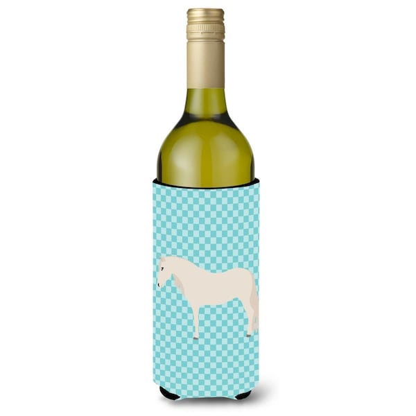 Carolines Treasures Paso Fino Horse Blue Check Wine Bottle Beverge Insulator Hugger - BB8079LITERK