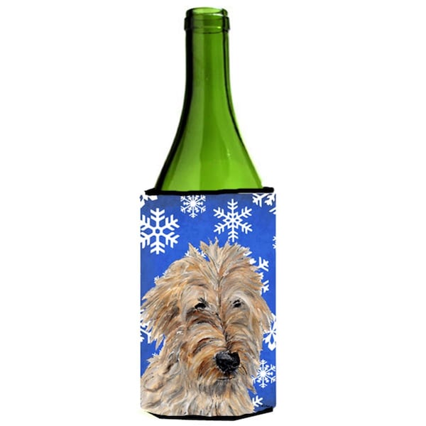 Carolines Treasures Golden Doodle 2 Winter Snowflakes Wine bottle sleeve Hugger  24 Oz. - SC9787LITERK