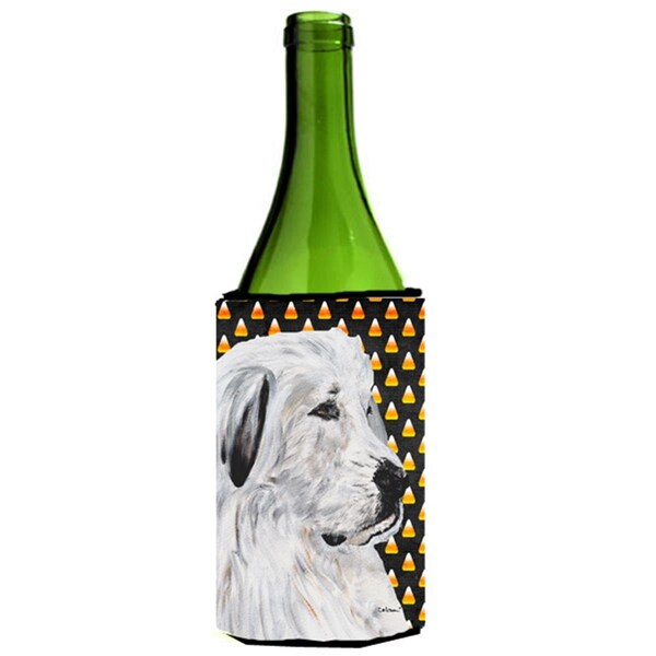 Carolines Treasures Great Pyrenees Candy Corn Halloween Wine bottle sleeve Hugger  24 Oz. - SC9666LITERK