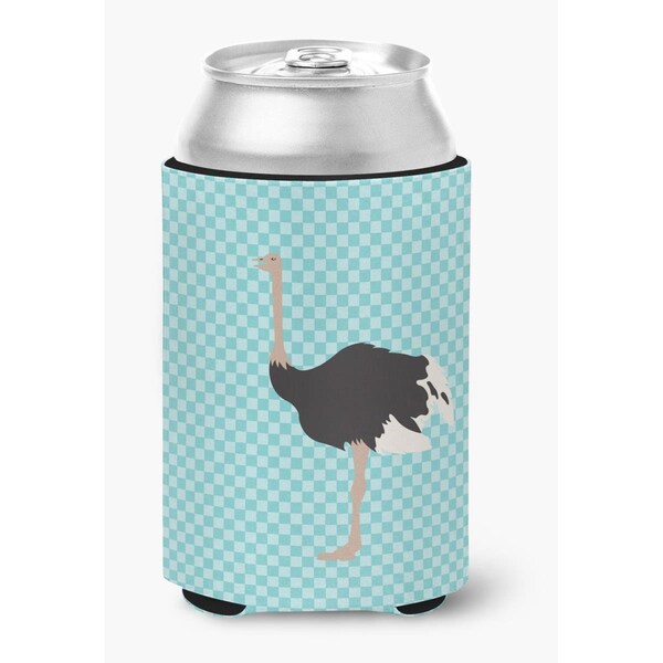 Carolines Treasures Common Ostrich Blue Check Can or Bottle Hugger - BB8098CC