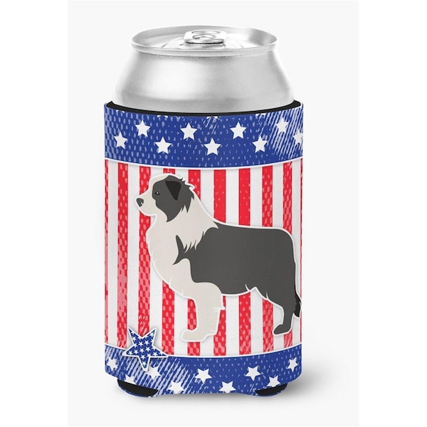 Carolines Treasures USA Patriotic Black Border Collie Can or Bottle Hugger - BB3323CC