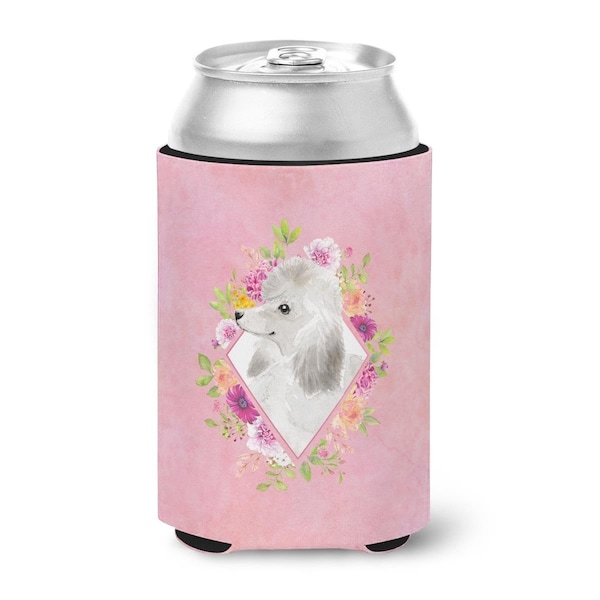 Carolines Treasures White Standard Poodle Pink Flowers Can or Bottle Hugger - CK4200CC