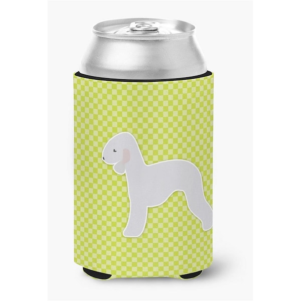 Carolines Treasures Bedlington Terrier Checkerboard Green Can or Bottle Hugger - BB3794CC