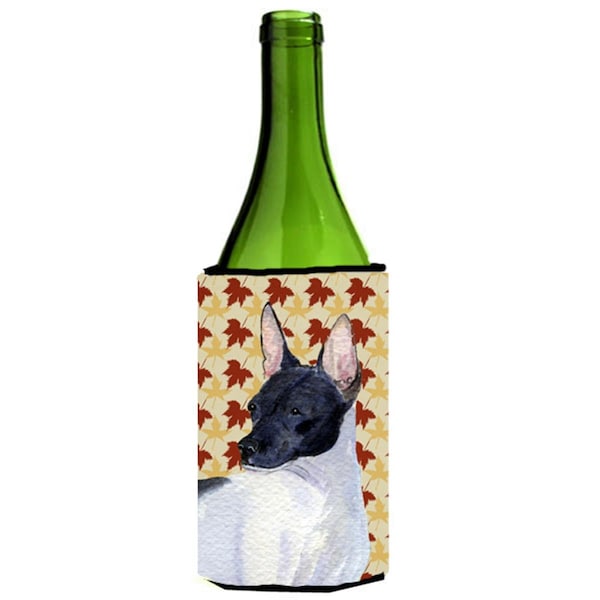 Carolines Treasures Rat Terrier Fall Leaves Portrait Wine bottle sleeve Hugger - SS4376LITERK