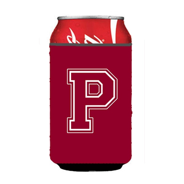 Carolines Treasures Letter P Initial Monogram - Maroon And White Can Or Bottle  Hugger - CJ1032-PCC