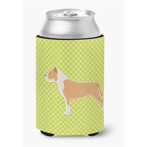 Carolines Treasures Staffordshire Bull Terrier Checkerboard Green Can or Bottle Hugger - BB3854CC