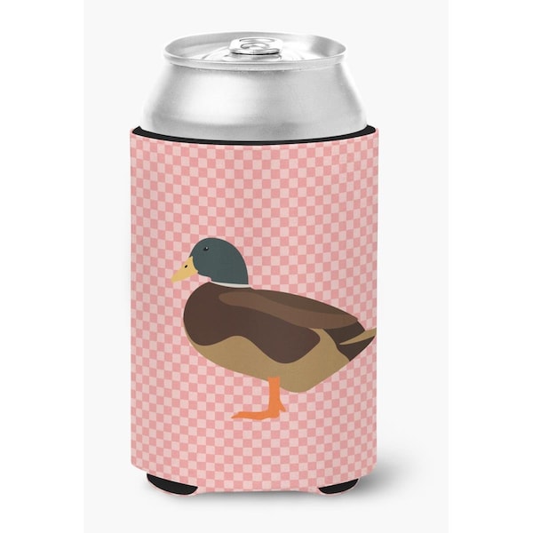 Carolines Treasures Silver Bantam Duck Pink Check Can or Bottle Hugger - BB7867CC