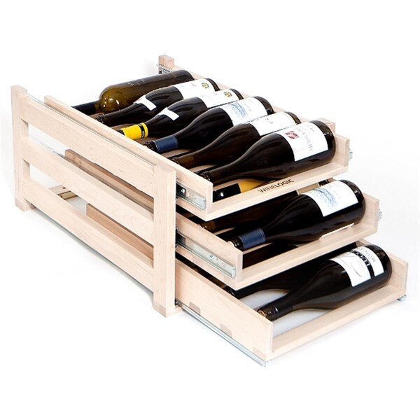 Wine Logic Three Tray 18 Bottle Storage Wine Rack - 22.25 x 11 x 16.13 in. - WL-MAPLE18
