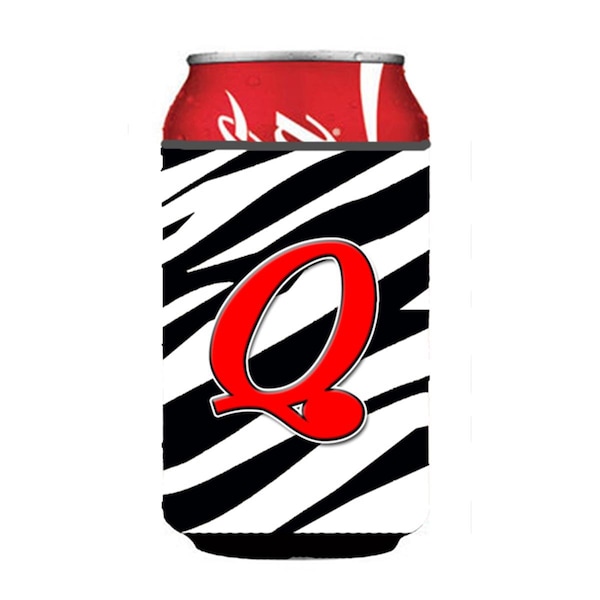 Carolines Treasures Letter Q Initial Monogram - Zebra Red Can Or Bottle  Hugger - CJ1024-QCC