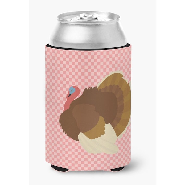 Carolines Treasures French Turkey Dindon Pink Check Can or Bottle Hugger - BB7990CC