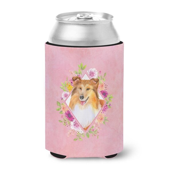 Carolines Treasures Sheltie Shetland Sheepdog Pink Flowers Can or Bottle Hugger - CK4182CC