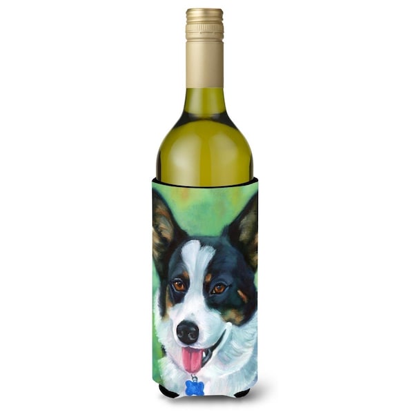 Carolines Treasures Corgi with Blue Tag Wine Bottle Beverage Insulator Hugger - 7438LITERK